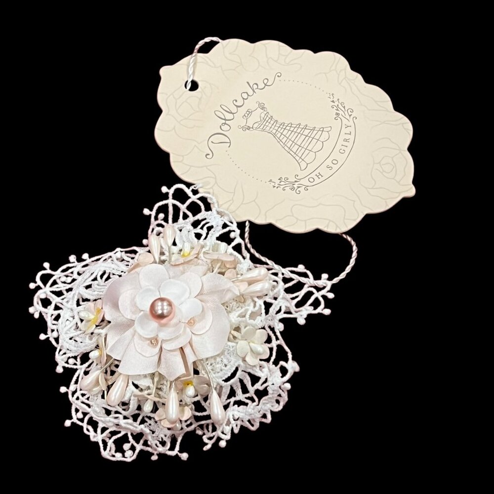 Dollcake Dollhouse Clip Pin New With Elegant Floral Design & Pearl Details